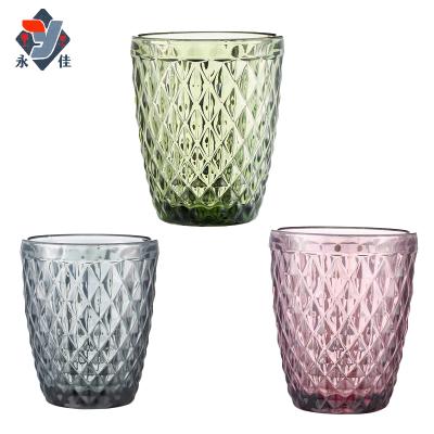 China Wholesale KOREAN vintage embossed European vintage champagne wine glass colored glass water glass for sale