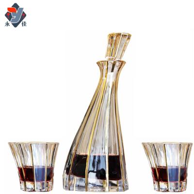 China Viable Line Crystal Ornament Glass Whiskey Gold Gift Boxes Set Foreign Wine Home Mug Creative Beer for sale