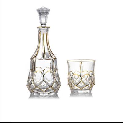 China Best Viable Selling Sober Variety 7pcs Crystal Whiskey Gold Sober Glass Set for sale