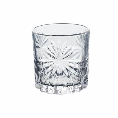 China High Sustainable White Transparent Glass Water Drink Mug With Etched Design Glass Embossed Glass Tumbler For Juice Cup for sale