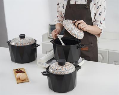 China Hot Selling Sustainable Professional Kitchen Soup Cookware Two-winged Style Ceramic Soup Cooker for sale