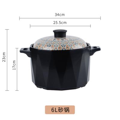 China Sustainable Classic Japanese Ceramic Black Casserole Retro Design Pattern Cookware Casserole for sale