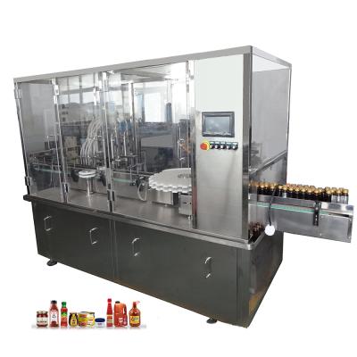 China Automatic Yogurt Milk Sauce Filling Line And Small Liquid Glass Bottle Food Production Sealing Filling Capping Machine for sale