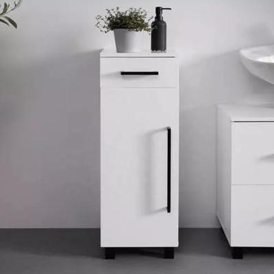 China Modern Wooden Toilet Side Cabinet Bathroom Floor Standing Cabinet Storage Cabinet with Drawer and Shelf for sale