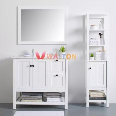 China Modern Modern Sink Cabinet White Bathroom Vanity Sink Storage Cabinet With 2 Doors And Drawers Floor Standing Sink Cabinet for sale