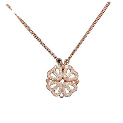 China CLASSIC 2021 S925 sterling silver four-leaf clover heart shape Luxury attraction magnet pendant necklace chain for sale