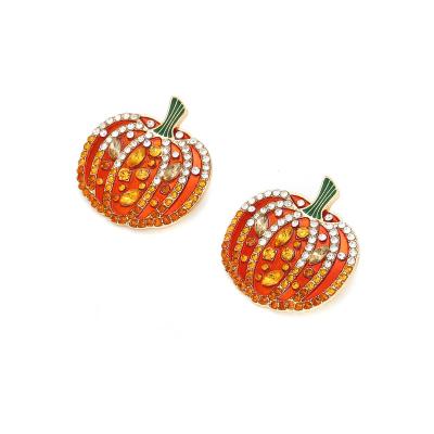 China 2021 CLASSIC Pumpkin Stud Earrings Personality Alloy Fun Halloween Exaggerated Earrings Retro Creative Oil Drop Earrings for sale