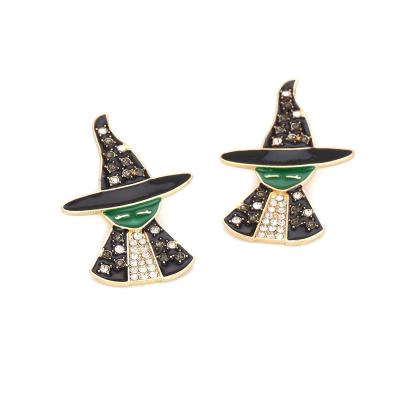 China 2021 Fun Alloy Diamond Earrings Halloween CLASSIC Exaggerated Witch Earrings for sale