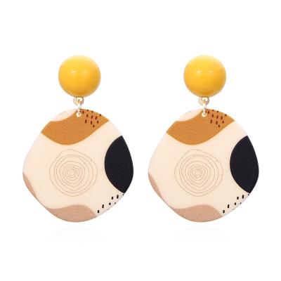 China 2021 CLASSIC candy color creative simple abstract geometric resin pattern acrylic earrings for sale