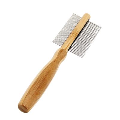 China Sustainable Bamboo Wooden Double Sided Pet Hair Removal Comb for sale