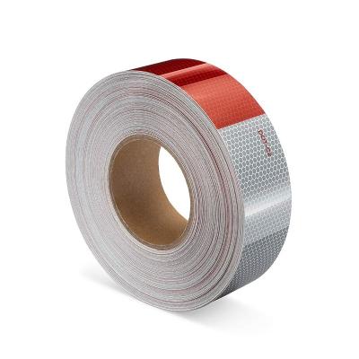 China Untearable White Red Glass PET Bead DOT-C2 Sticker Reflective Tape For Truck Vehicles for sale