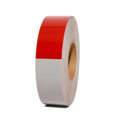 China Untearable Honeycomb Dot C2 Reflective Sticker ReflectorTape Red White Waterproof Trailer For Outdoor Safety Precaution for sale