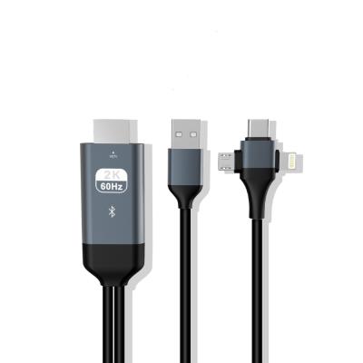 China HDTV 3 in 1 Lighting Micro Usb Type C to HDTV Cable 2m with Wireless Audio for Iphone Macbook Samsung S8 S9 Android Phone to HDTV for sale