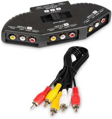 China RCA 3IN Video 1Switch Box + RCA Cable to Connect 3 RCA Output Devices to Your TV AV-3-01 for sale