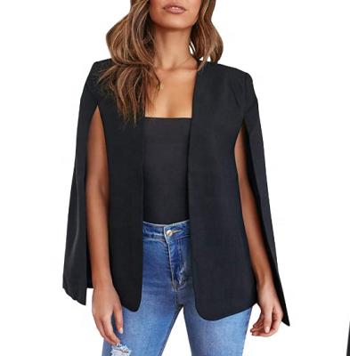 China Anti-Wrinkle Women's Cape Blazer Split Open Front Cloak Jacket Workwear Coat Ladies Women's Blazers for sale