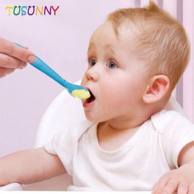 China Tusunny Product Feeding Tool PVC Free Infant Infant Training Silicone Baby Spoon Handle for sale