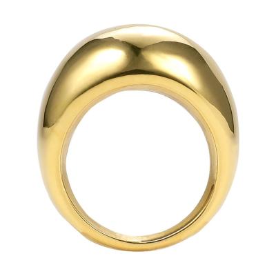 China FASHIONABLE Thick Shiny Finger Accessories Punk Rings High Quality 18K Gold Plated Stainless Steel Jewelry For Women Couples Gift R194022 for sale