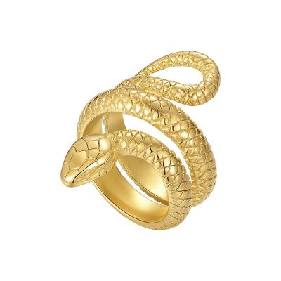 China TRENDY Snake Coil Shape Hip Hop Rings Latest High Quality 18K Gold Plated Stainless Steel Jewelry For Women Gift Party R194022 for sale