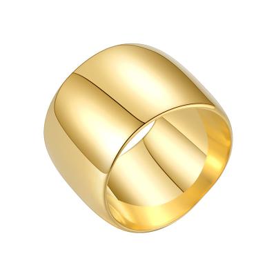 China Latest High Quality Fashionable Punk Wide Shiny Color Rings 18K Gold Plated Stainless Steel Jewelry For Women Gift Party R214088 for sale