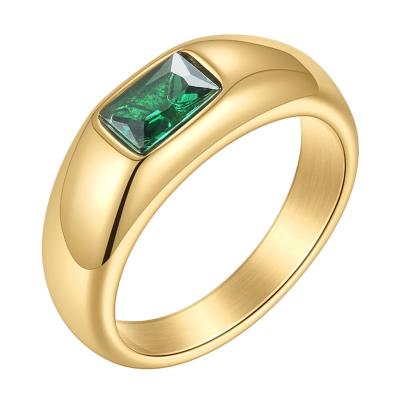 China TRENDY Square Zircon Fashion Accessories Rings High Quality 18K Gold Plated Stainless Steel Jewelry For Women Gift Party R214129 for sale