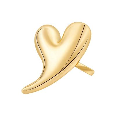 China Latest Punk 18K Gold Plated Big Brass Jewelry Double Heart Solid Finger Ring For Women Punk Ring R234209 for sale