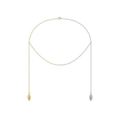 China Original Design 18K Two Color Water Chain FASHION Mixed Irregular Drop Pendant Gold Plated Brass Jewelry For Woman Necklace P233400 for sale