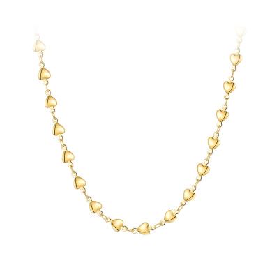 China Newest High Quality Tiny Heart Heart Shape Chain Necklace TRENDY 18K Gold Plated Stainless Steel Jewelry For Women Gift Party P203190 for sale