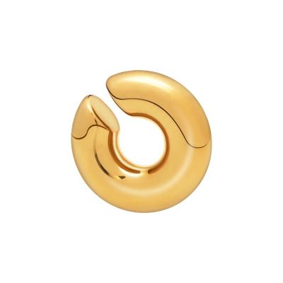 China Newest HipHop Simple Hollow Stud Earrings Clip Ear Tube 18K Gold Plated Gold Color Stainless Steel Jewelry Women Gift E231493 for sale