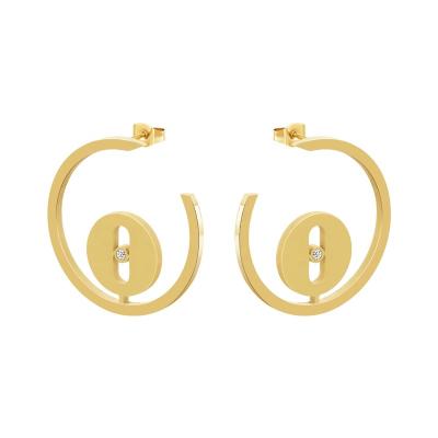 China FASHIONABLE Geometric Hollow Round Line Mini Zircon Ear Studs Women Earrings 18K Gold For Latest Plated Stainless Steel Jewelry E231505 for sale