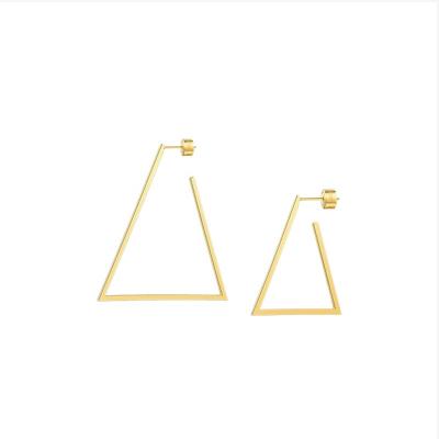 China TRENDY large geometric triangle earrings gold color stainless steel drop earrings long shape jewelry earrings gift wholesale BE171033 for sale