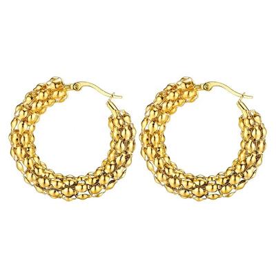 China TRENDY Big Circle Hollow Hoop Earrings 18K Gold Plated Stainless Steel Accessories Trendy Jewelry For Women Gift Party E201063 for sale