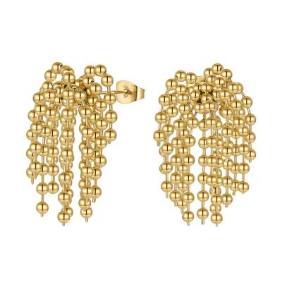 China TRENDY Pearl Tassel Ear Studs Accessories Earrings 18K Gold Plated Stainless Steel Jewelry Trendy For Women Gift PartyE211293 for sale