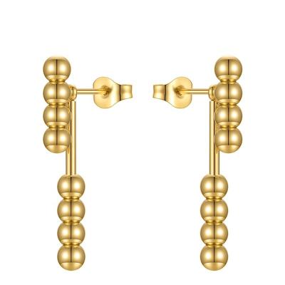 China FASHION Gold Color Metal Ball Joint Beaded Earrings Latest 18K Gold Plated Stainless Steel Jewelry For Women Party Gift Earrings E211265 for sale