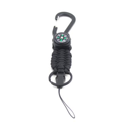 China Cheap Outdoor Activities Compass Mountain Link Key Chain Survival Umbrella Tie Braided Key Chain for sale