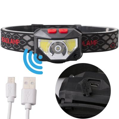 China New USB Rechargeable LED Convenient Sensor Headlight Strong Light Fishing Headlamp For Outdoor Camping Hiking for sale