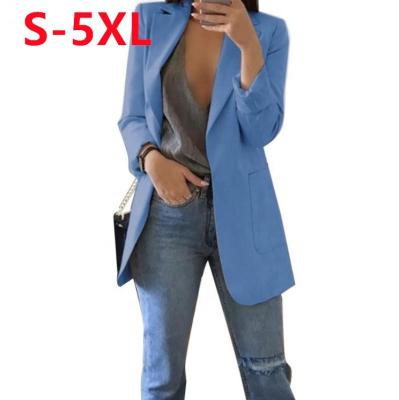 China 2022 new arrivals Anti-wrinkle solid color slim lady blazer coat for women 5xl jackets slim long sleeve women office lady lapel suit for sale