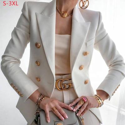 China 2022 Hot Sale Custom Size LOGO Casual Woman Luxury Plus Size Anti-wrinkle Spring White Blazer Jacket Suits Coat For Lady for sale