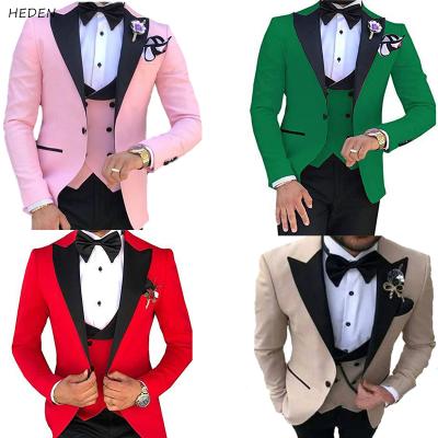 China 2022 hot sale custom logo anti-static plus size 6xl wedding formal work men slim-fitting dress suit blazer three pieces sets for party for sale