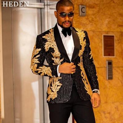 China Anti-wrinkle 2022 high quality customize logo plus size gold sequin decal singer performance costume party men's blazer suit coat for sale