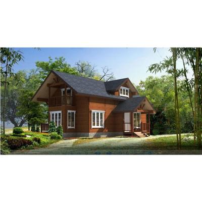 China Modern two storey building luxury prefabricated wooden leisure villa houses wood frame house balcony for holiday for sale