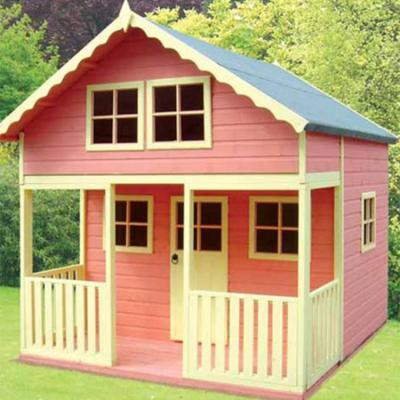 China New Design Pink Small Villa Easily Collected Wholesale Kids Log Cabins Wooden House Prefab for sale