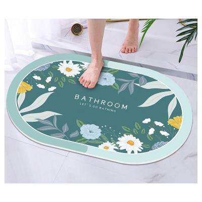 China Modern Plant Plankton Bath Mat Plant Plankton Modern Absorbent Diatomite Bath Mat Washable Printing Silicone Bath Cup Factory Price Anti Slip for sale