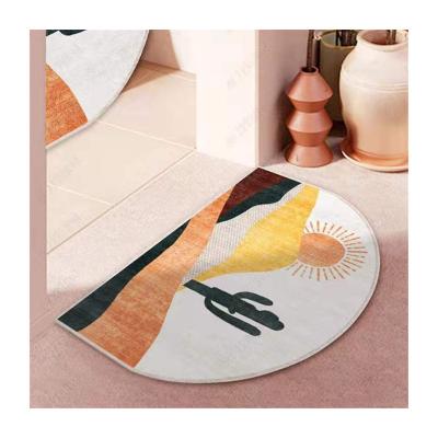 China Wholesale Price Washable Quick Delivery Microfiber Dining Room Blankets, Modern Print Hotel Half Circular Bath Mat, Bath Mat for sale