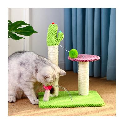 China Factory Price Cat Sisal Tree Materials Modern Interactive Cats Toy Non-Slip Cactus Form Cat Scratching Post Climbing Frame for sale