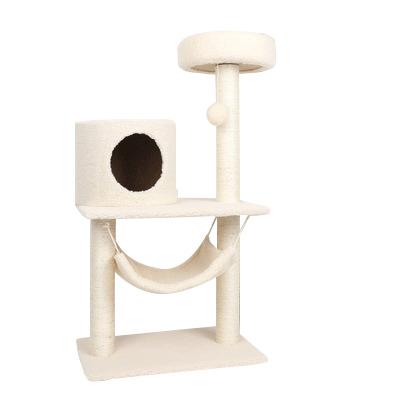 China Multi Level Sustainable Cat House Condo With Large Perch Scratching Posts Swing Cat Climbing Stand With Toy for sale