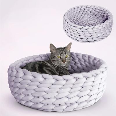 China Amazon Breathable Hotselling Cats Yarn Cats Yarn Crochet Furniture Wholesale Magic Cozy Pet Bed Chunky Crochet Cat Bed Chunky Knit Cat Bed for sale