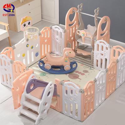 China Safety Fold Large Size Detachable Easy Custom Play Fence Plastic Kids Folding Square Indoor Play Yard Fence Baby Playpen for sale