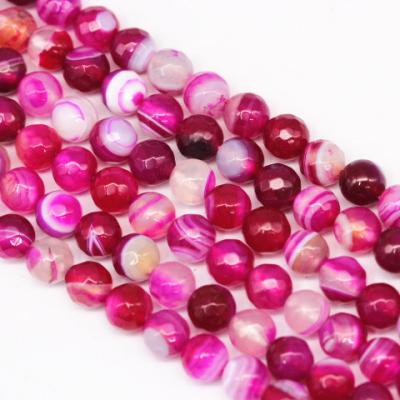 China DIY decoration; Bracelet ; Necklace ; The pearls of the earring etc. for jewelry making 6-12 mm faceted stripe fuchsia agate bead jewelry making beads for sale