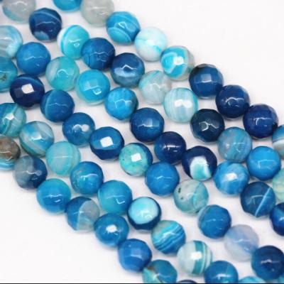 China DIY decoration; Bracelet ; Necklace ; The pearls of the earring etc. for jewelry making 6mm-12 mm blue stripe agate faceted round beads for jewelry making beads for sale