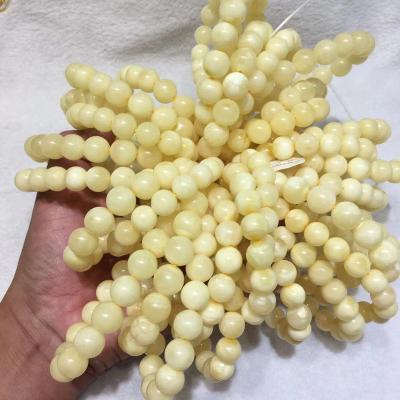 China White Amber Bracelets 10-12 Mm Round Bead Natural Natural Baltic Amber White Amber Bracelet High Quality And Muslim Prayer Beads for sale